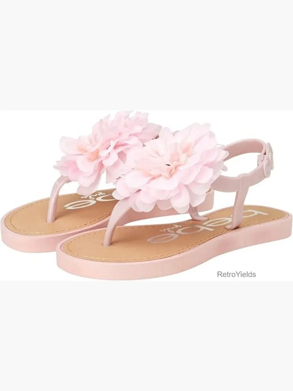 Girls' Sandals with Chiffon Flower Snap Buckle Cushioned Sole